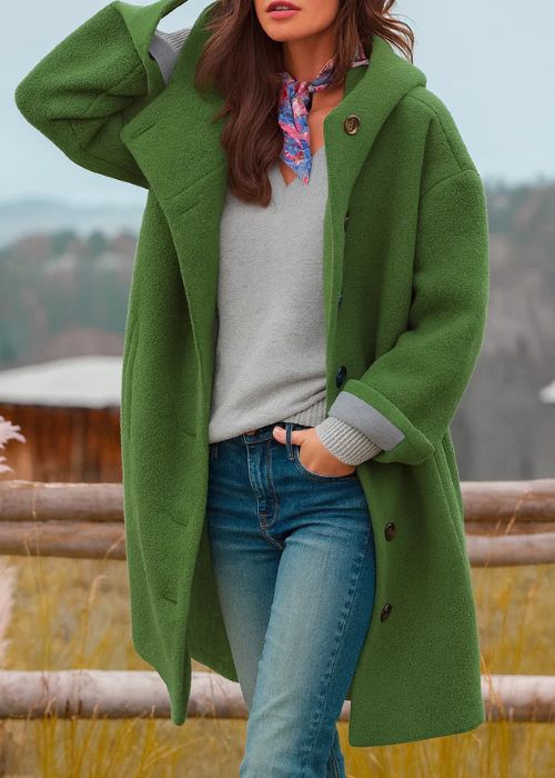 Freja - Stylowy i Ciepły Płaszcz Zimowy Damski z Kapturem