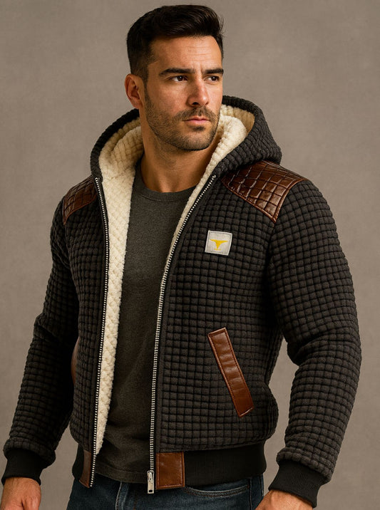 NordWarm męska ocieplana kurtka z dzianiny z futerkiem